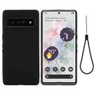 For Google Pixel 7 Pro Pure Color Liquid Silicone Shockproof Phone Case(Black) - 1