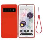 For Google Pixel 7 Pure Color Liquid Silicone Shockproof Phone Case(Red) - 1