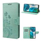 For Motorola Moto G52 Embossed Butterfly Pattern Flip Leather Phone Case(Green) - 1