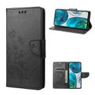 For Motorola Moto G52 Embossed Butterfly Pattern Flip Leather Phone Case(Black) - 1