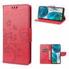 For Motorola Moto G52 Embossed Butterfly Pattern Flip Leather Phone Case(Red) - 1