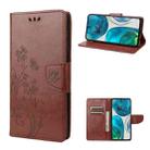 For Motorola Moto G52 Embossed Butterfly Pattern Flip Leather Phone Case(Brown) - 1