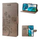 For Motorola Moto G52 Embossed Butterfly Pattern Flip Leather Phone Case(Grey) - 1