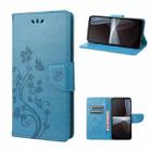 For Sony Xperia 10 IV Embossed Butterfly Pattern Flip Leather Phone Case(Blue) - 1