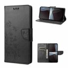 For Sony Xperia 10 IV Embossed Butterfly Pattern Flip Leather Phone Case(Black) - 1