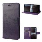 For Sony Xperia 10 IV Embossed Butterfly Pattern Flip Leather Phone Case(Dark Purple) - 1