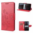 For Sony Xperia 10 IV Embossed Butterfly Pattern Flip Leather Phone Case(Red) - 1