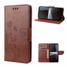 For Sony Xperia 10 IV Embossed Butterfly Pattern Flip Leather Phone Case(Brown) - 1