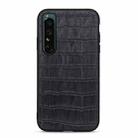 For Sony Xperia 1 IV Accurate Hole Crocodile Texture Genuine Leather Phone Case(Black) - 1