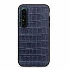For Sony Xperia 1 IV Accurate Hole Crocodile Texture Genuine Leather Phone Case(Blue) - 1
