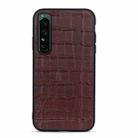 For Sony Xperia 1 IV Accurate Hole Crocodile Texture Genuine Leather Phone Case(Brown) - 1