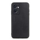 For OPPO Reno7 5G International Accurate Hole Lambskin Texture Genuine Leather Phone Case(Black) - 1