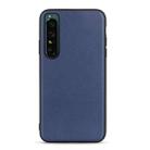 For Sony Xperia 1 IV Accurate Hole Lambskin Texture Genuine Leather Phone Case(Blue) - 1