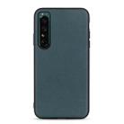 For Sony Xperia 1 IV Accurate Hole Lambskin Texture Genuine Leather Phone Case(Green) - 1