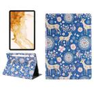 For Samsung Galaxy Tab S8 / Tab S7 Painted Voltage Pen Slot Tablet Smart Case(Blue Elk) - 1