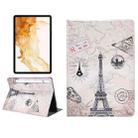 For Samsung Galaxy Tab S8 / Tab S7 Painted Voltage Pen Slot Tablet Smart Case(Eiffel Tower) - 1