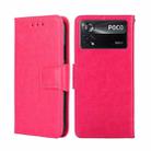 For Xiaomi Poco X4 Pro 5G Crystal Texture Leather Phone Case(Rose Red) - 1