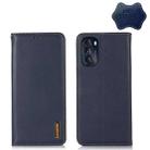 For Motorola Moto G 2022 5G KHAZNEH Nappa Top Layer Cowhide Leather Phone Case(Blue) - 1