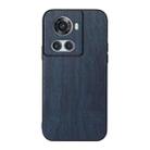 For OnePlus 10R / Ace Wood Texture PU Phone Case(Blue) - 1