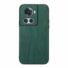 For OnePlus 10R / Ace Wood Texture PU Phone Case(Green) - 1