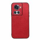 For OnePlus 10R / Ace Wood Texture PU Phone Case(Red) - 1