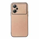 For OPPO K10 Pro 5G Wood Texture PU Phone Case(Gold) - 1