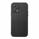 For OPPO Realme 9 Pro / Realme V25 Wood Texture PU Phone Case(Black) - 1