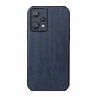 For OPPO Realme 9 Pro / Realme V25 Wood Texture PU Phone Case(Blue) - 1