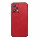 For OPPO Realme 9 Pro / Realme V25 Wood Texture PU Phone Case(Red) - 1