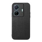 For vivo S15e Wood Texture PU Phone Case(Black) - 1