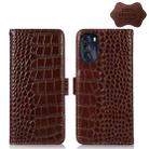 For Motorola Moto G 2022 5G Crocodile Top Layer Cowhide Leather Phone Case(Brown) - 1