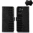 For OnePlus 10R / Ace Crocodile Top Layer Cowhide Leather Phone Case(Black) - 1