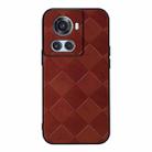 For OnePlus 10R / Ace Weave Plaid PU Phone Case(Brown) - 1