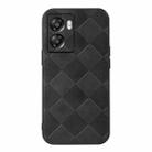 For OPPO A57 5G 2022 Weave Plaid PU Phone Case(Black) - 1