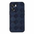 For OPPO A57 5G 2022 Weave Plaid PU Phone Case(Blue) - 1