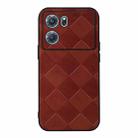 For OPPO K10 5G Weave Plaid PU Phone Case(Brown) - 1