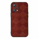 For OPPO Realme 9 Pro / Realme V25 Weave Plaid PU Phone Case(Brown) - 1