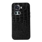 For OnePlus 10R / Ace Crocodile Top Layer Cowhide Leather Phone Case(Black) - 1