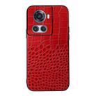 For OnePlus 10R / Ace Crocodile Top Layer Cowhide Leather Phone Case(Red) - 1