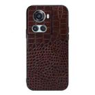 For OnePlus 10R / Ace Crocodile Top Layer Cowhide Leather Phone Case(Coffee) - 1