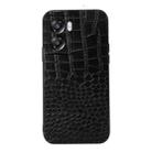 For OPPO A57 5G 2022 Crocodile Top Layer Cowhide Leather Phone Case(Black) - 1