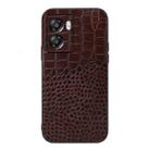 For OPPO A57 5G 2022 Crocodile Top Layer Cowhide Leather Phone Case(Coffee) - 1