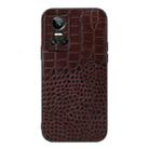 For OPPO Realme GT Neo3 Crocodile Top Layer Cowhide Leather Phone Case(Coffee) - 1