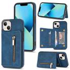For iPhone 13 Zipper Card Holder Phone Case(Blue) - 1