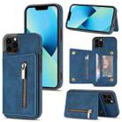 For iPhone 13 Pro Zipper Card Holder Phone Case (Blue) - 1