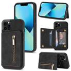 For iPhone 13 Pro Max Zipper Card Holder Phone Case (Black) - 1