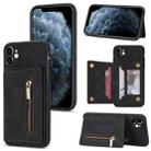 For iPhone 11 Zipper Card Holder Phone Case (Black) - 1