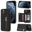 For iPhone 11 Pro Zipper Card Holder Phone Case (Black) - 1