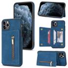 For iPhone 11 Pro Zipper Card Holder Phone Case (Blue) - 1