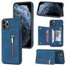 For iPhone 11 Pro Max Zipper Card Holder Phone Case (Blue) - 1